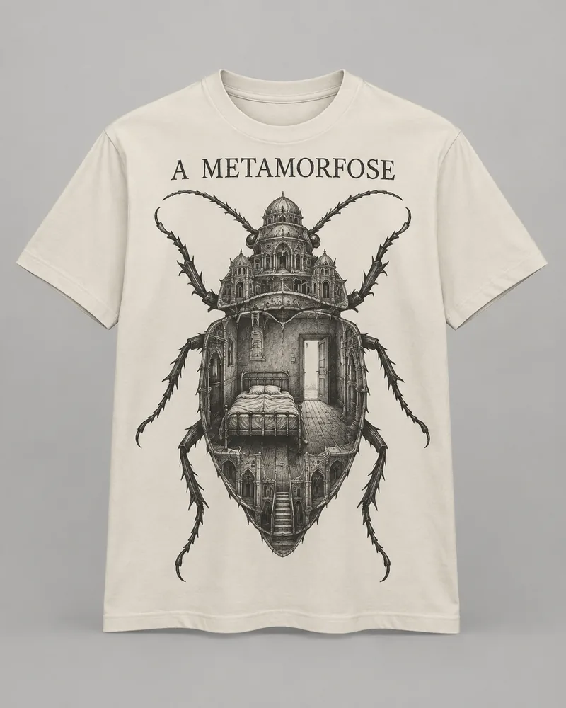 Proposta da camiseta A Metamorfose — O despertar, off-white
