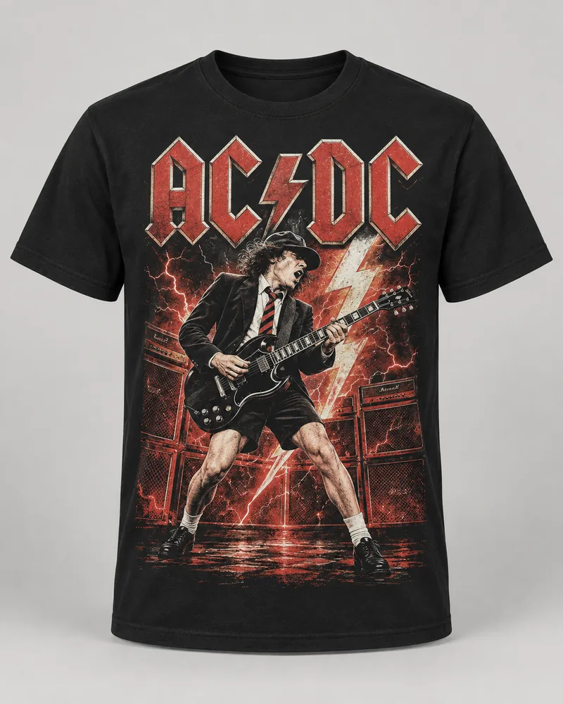 Proposta da camiseta AC/DC — Alta voltagem, preto
