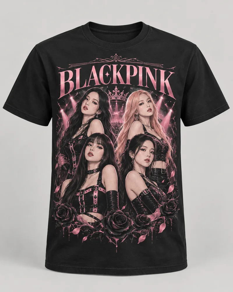 Proposta da camiseta BLACKPINK — Rosa noturna, preto