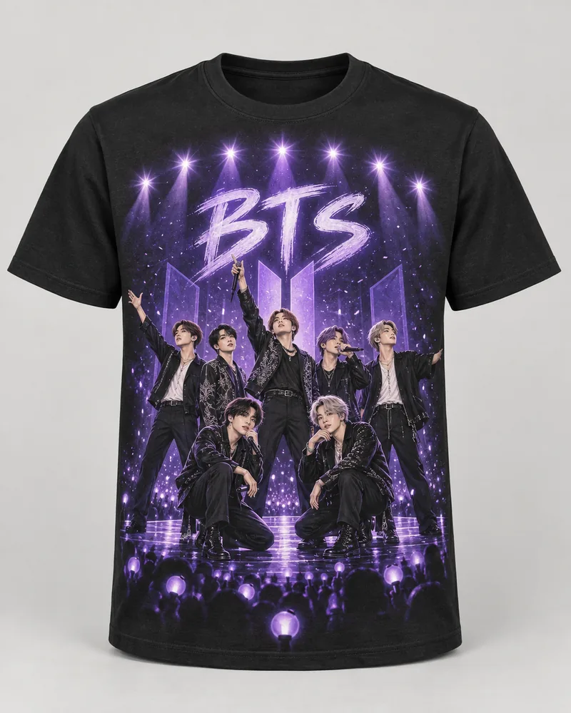 Proposta da camiseta BTS — Sete luzes, preto