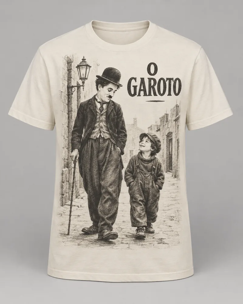 Proposta da camiseta Chaplin — O garoto, off-white