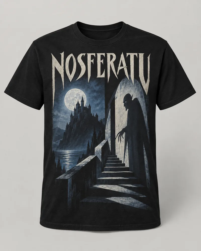 Proposta da camiseta Nosferatu — Sombras do cinema, preto
