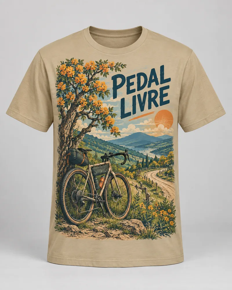 Proposta da camiseta Pedal livre — Próximo caminho, areia