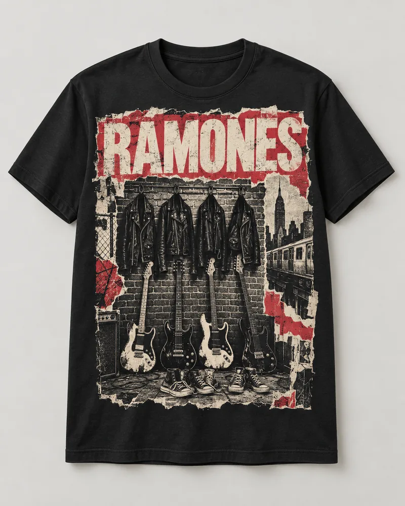 Proposta da camiseta Ramones — Garagem Nova York, preto