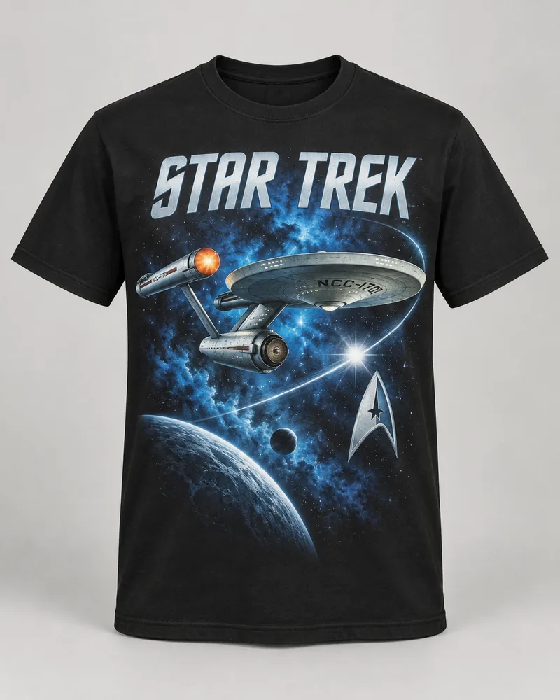 Proposta da camiseta Star Trek — Fronteira final, preto