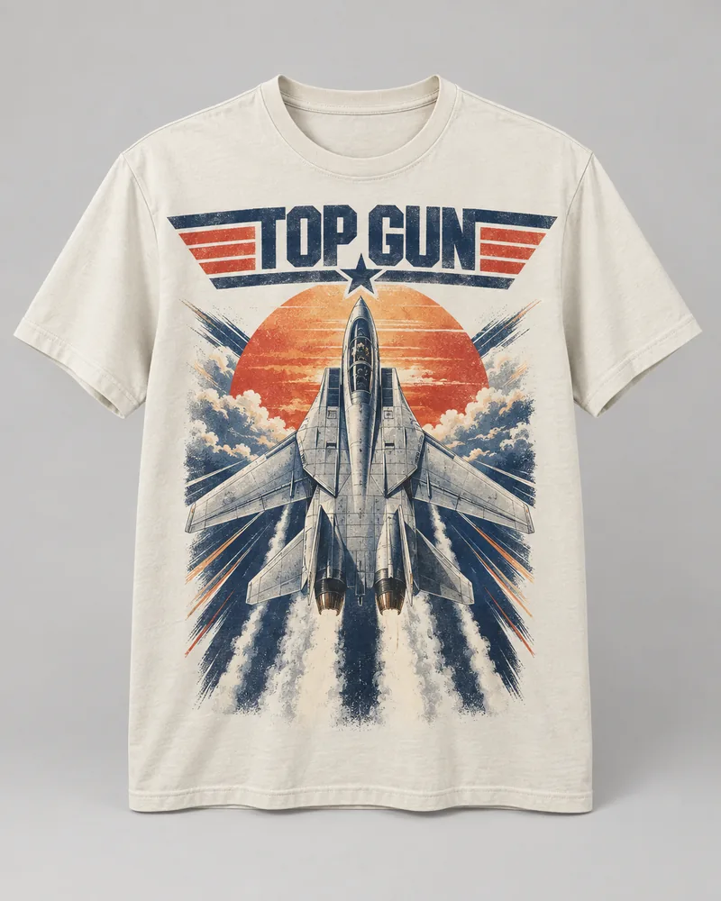 Proposta da camiseta Top Gun — Rota supersônica, off-white