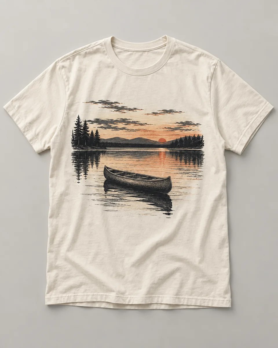 Proposta da camiseta Água calma, off-white