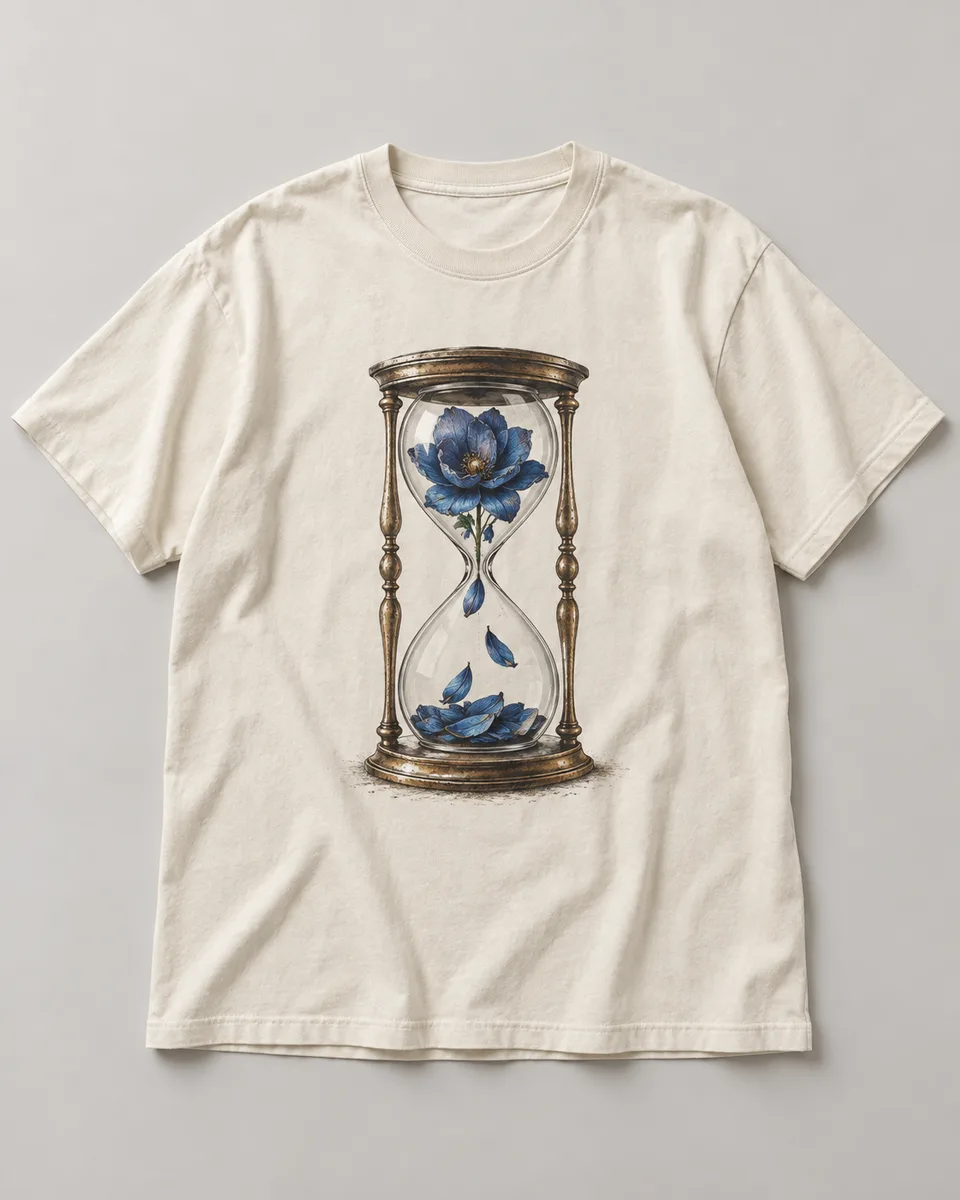 Proposta da camiseta Avesso do tempo, off-white