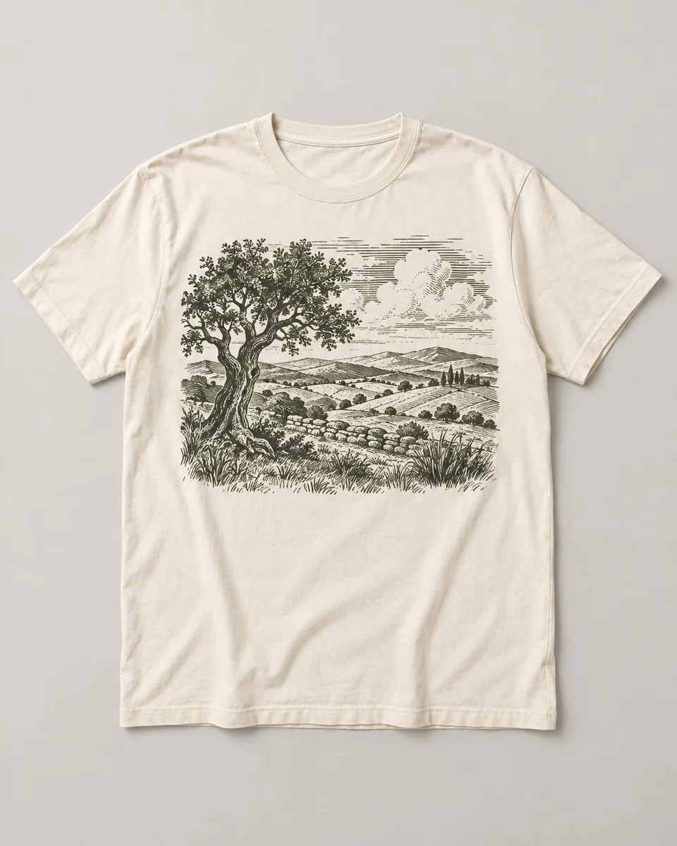 Proposta da camiseta Campo aberto, off-white