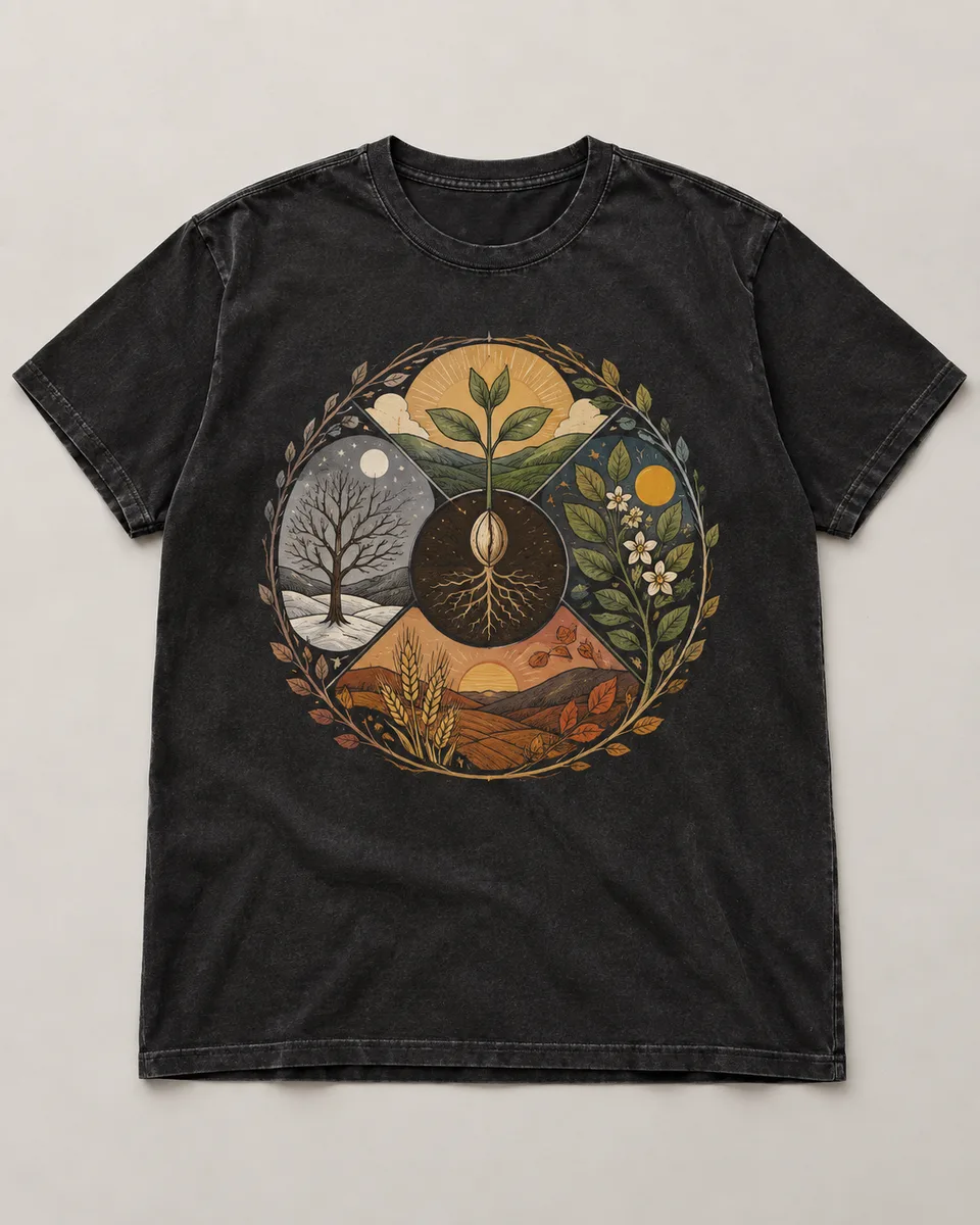 Proposta da camiseta Ciclo da terra, preto