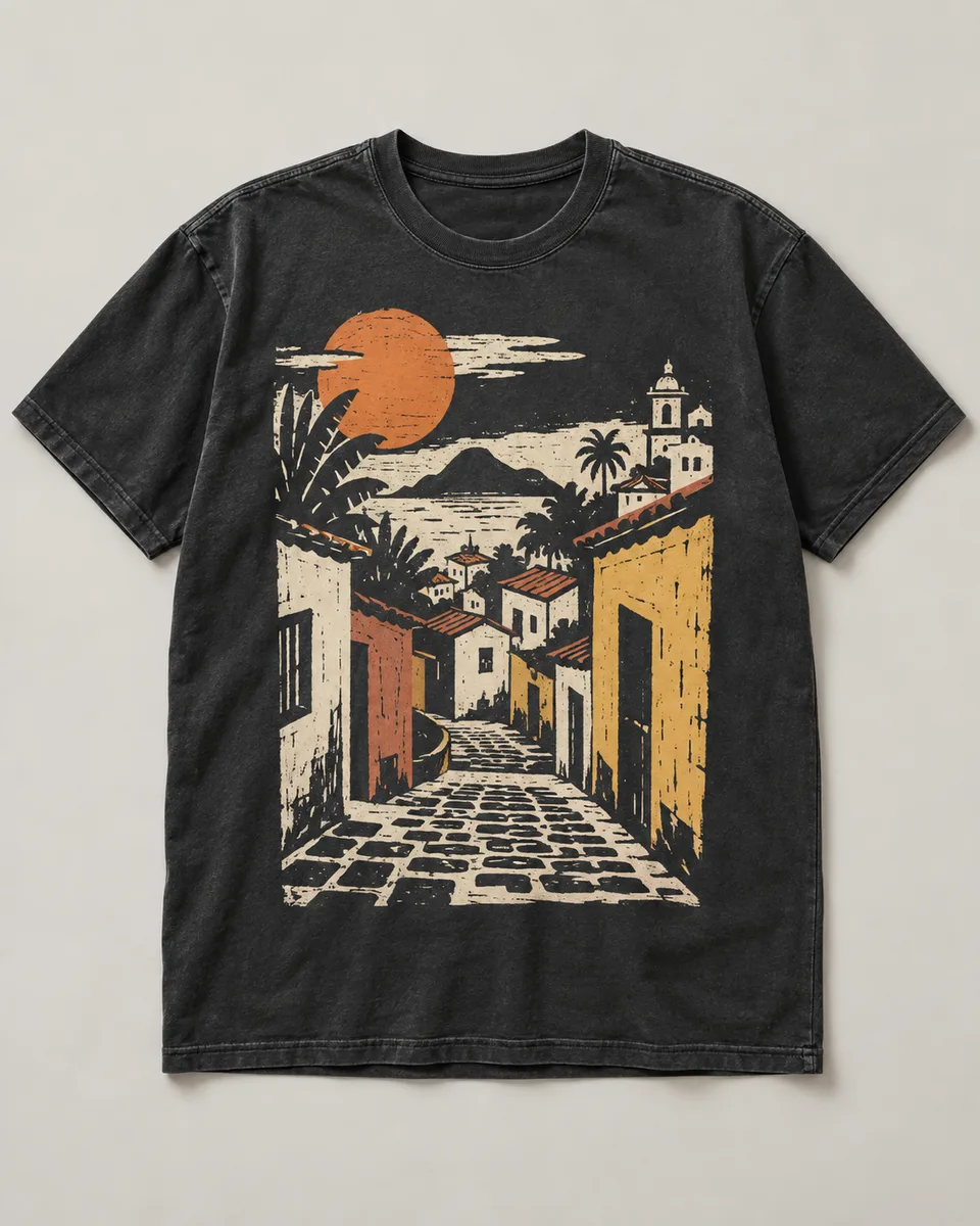 Proposta da camiseta Cidade solar, preto