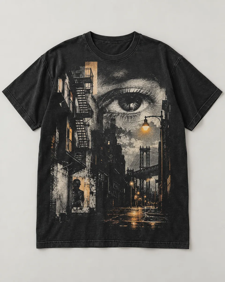Proposta da camiseta Close no caos, preto
