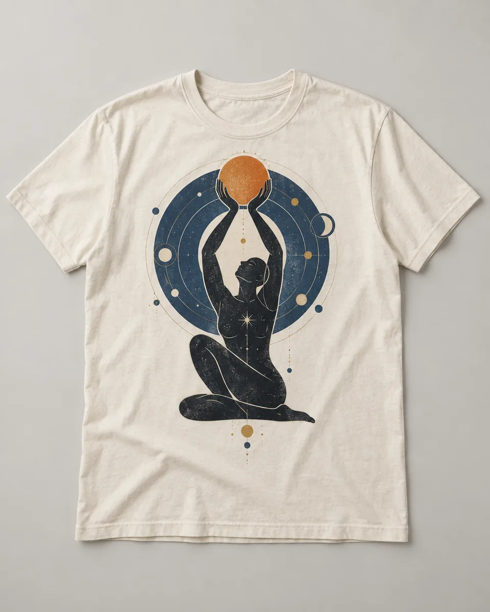 Proposta da camiseta Corpo celeste, off-white
