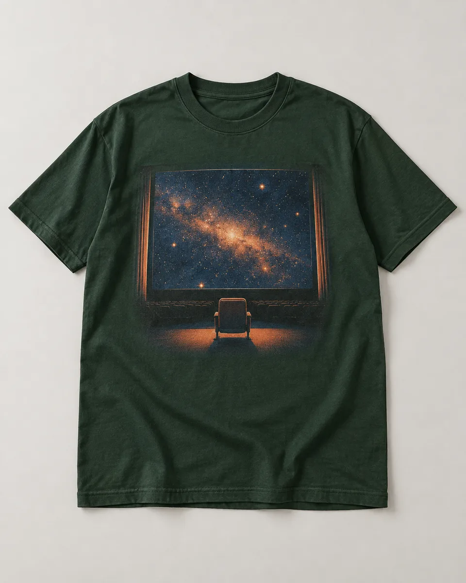 Proposta da camiseta Depois dos créditos, verde-floresta