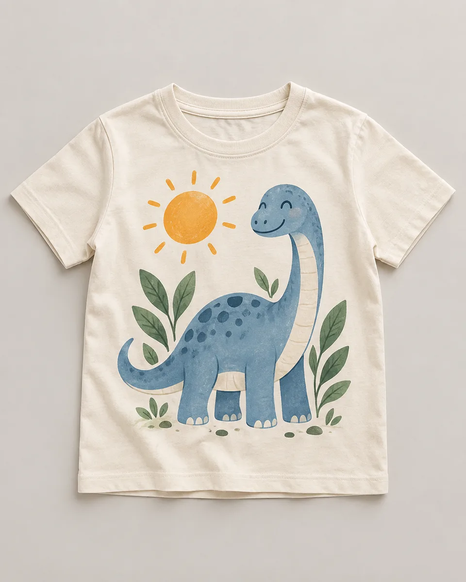 Proposta da camiseta Dinossauro solar, off-white
