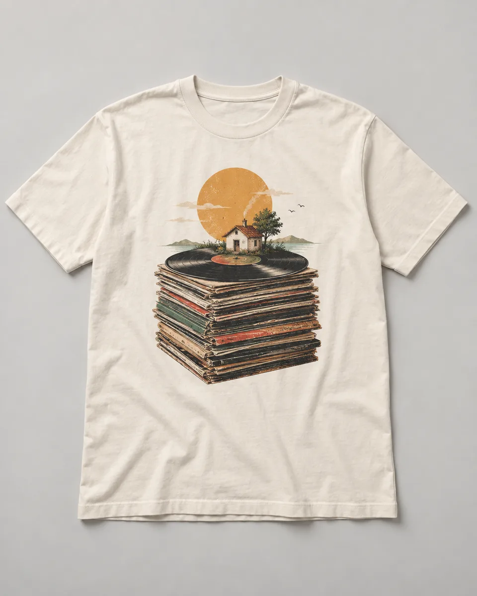 Proposta da camiseta Disco de cabeceira, off-white