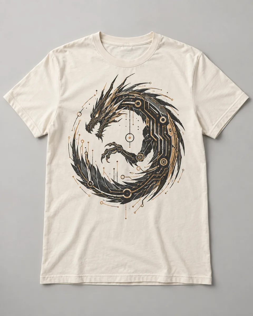Proposta da camiseta Dragão de circuito, off-white
