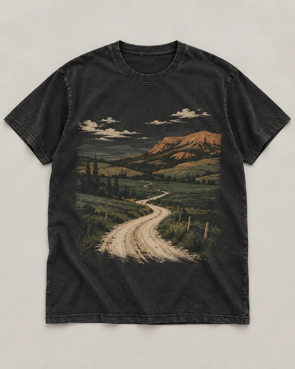Proposta da camiseta Estrada de chão, preto