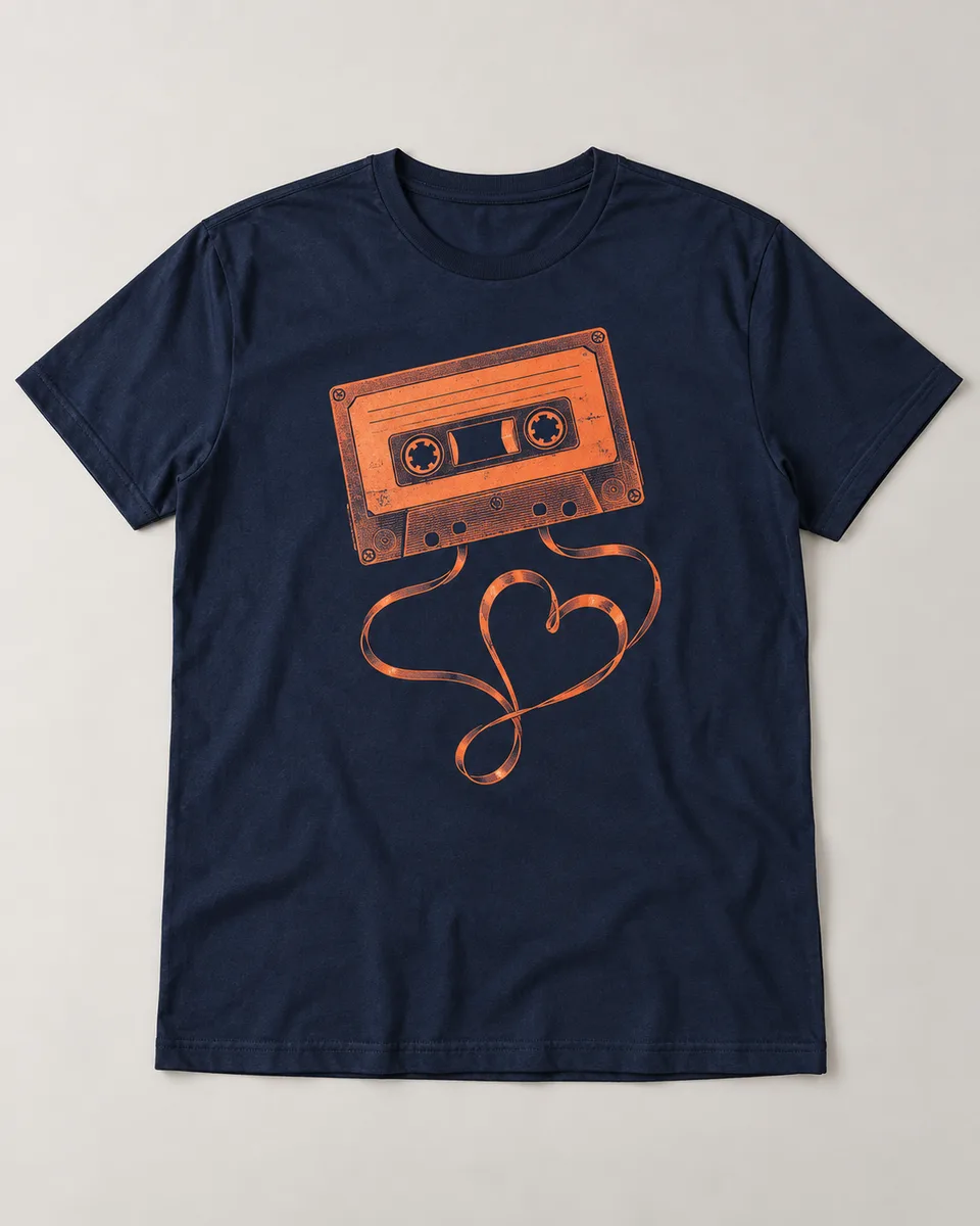 Proposta da camiseta Fita favorita, azul-marinho