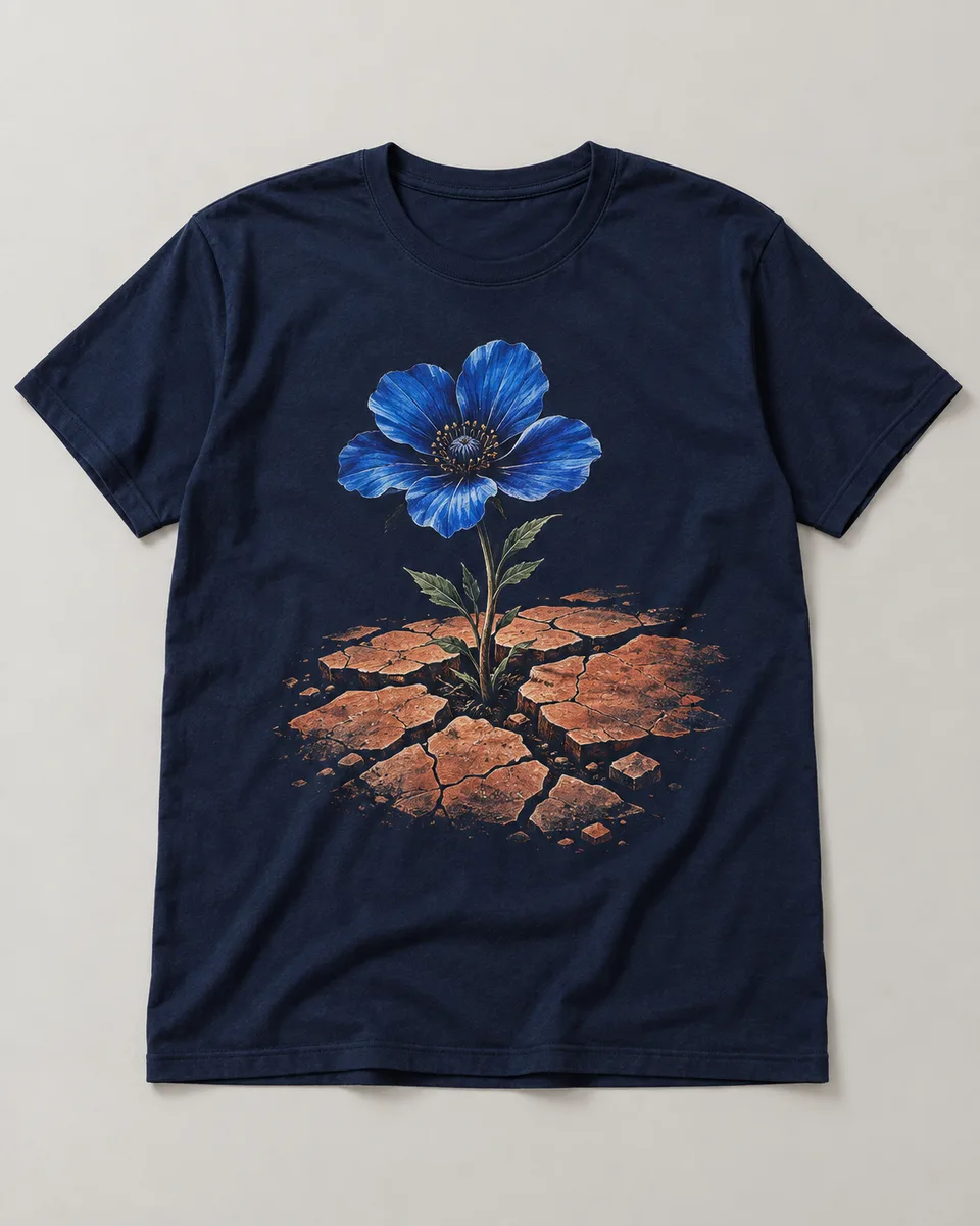 Proposta da camiseta Flor do asfalto, azul-marinho