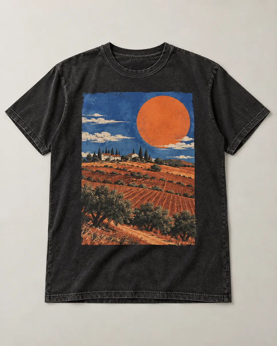 Proposta da camiseta Horizonte de terra, preto