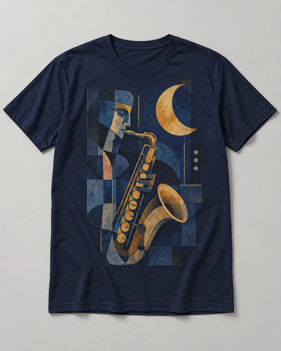 Proposta da camiseta Jazz depois das dez, azul-marinho