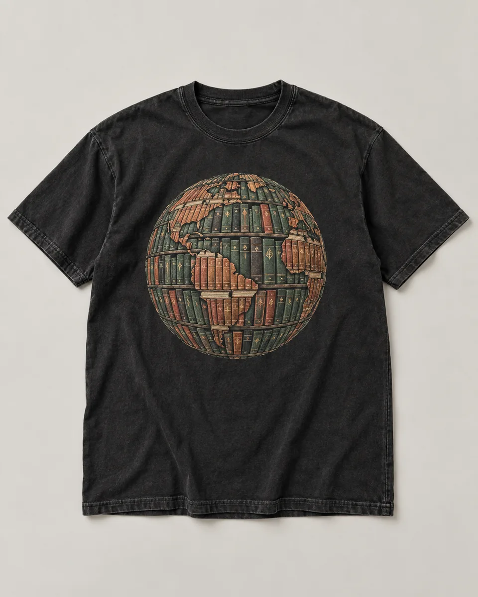 Proposta da camiseta Leia o mundo, preto