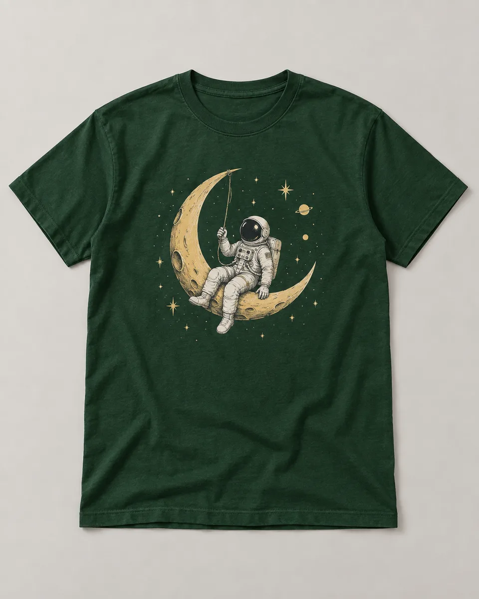 Proposta da camiseta Missão lunar, verde-floresta