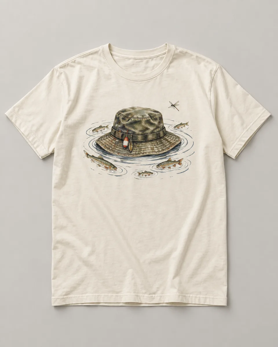 Proposta da camiseta Pescador de histórias, off-white