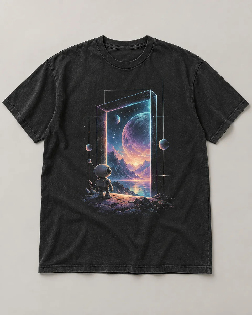Proposta da camiseta Portal aberto, preto