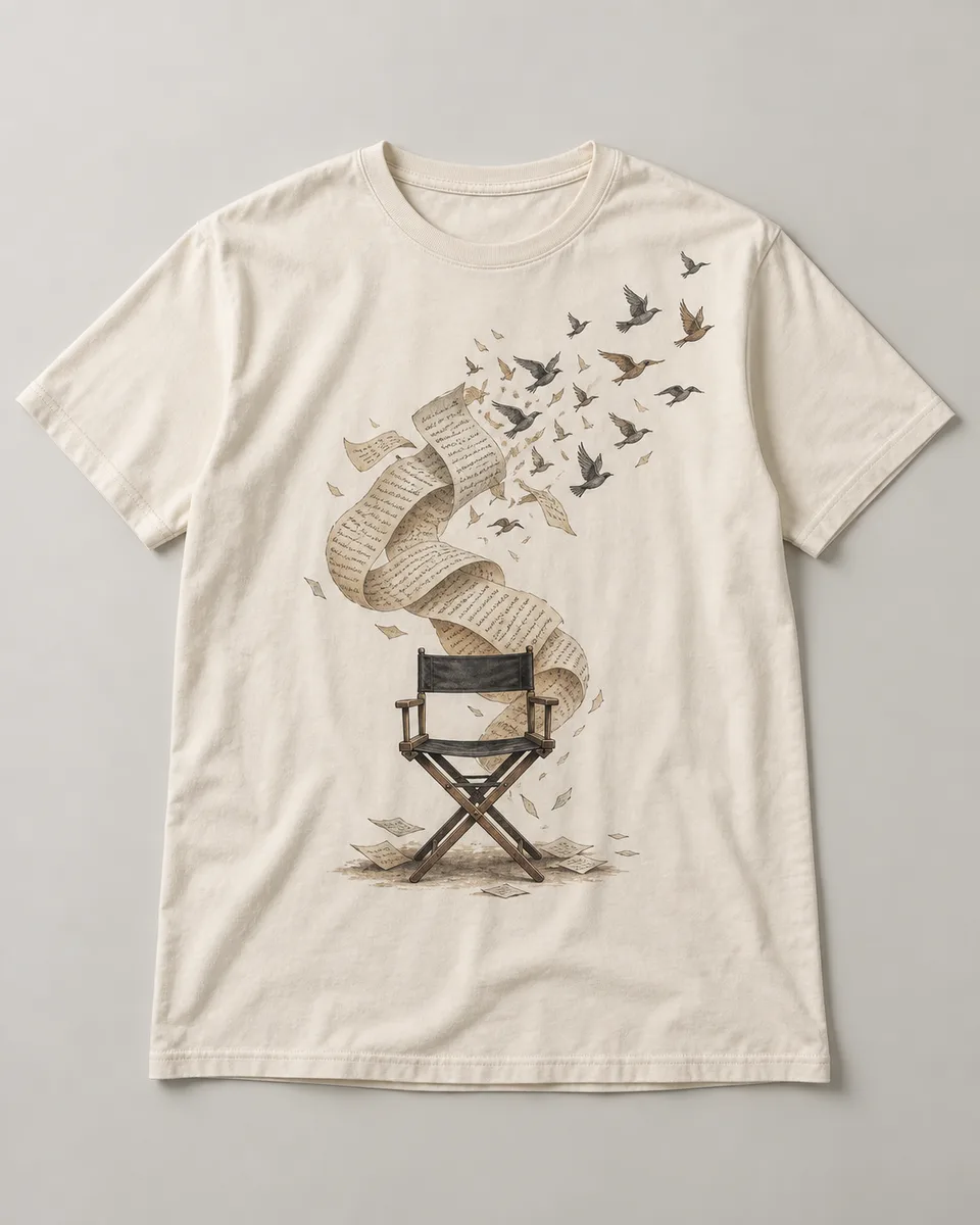 Proposta da camiseta Roteiro aberto, off-white