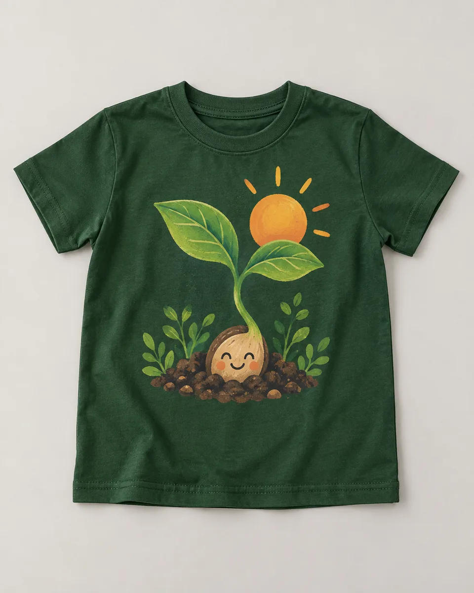 Proposta da camiseta Sementinha, verde-floresta