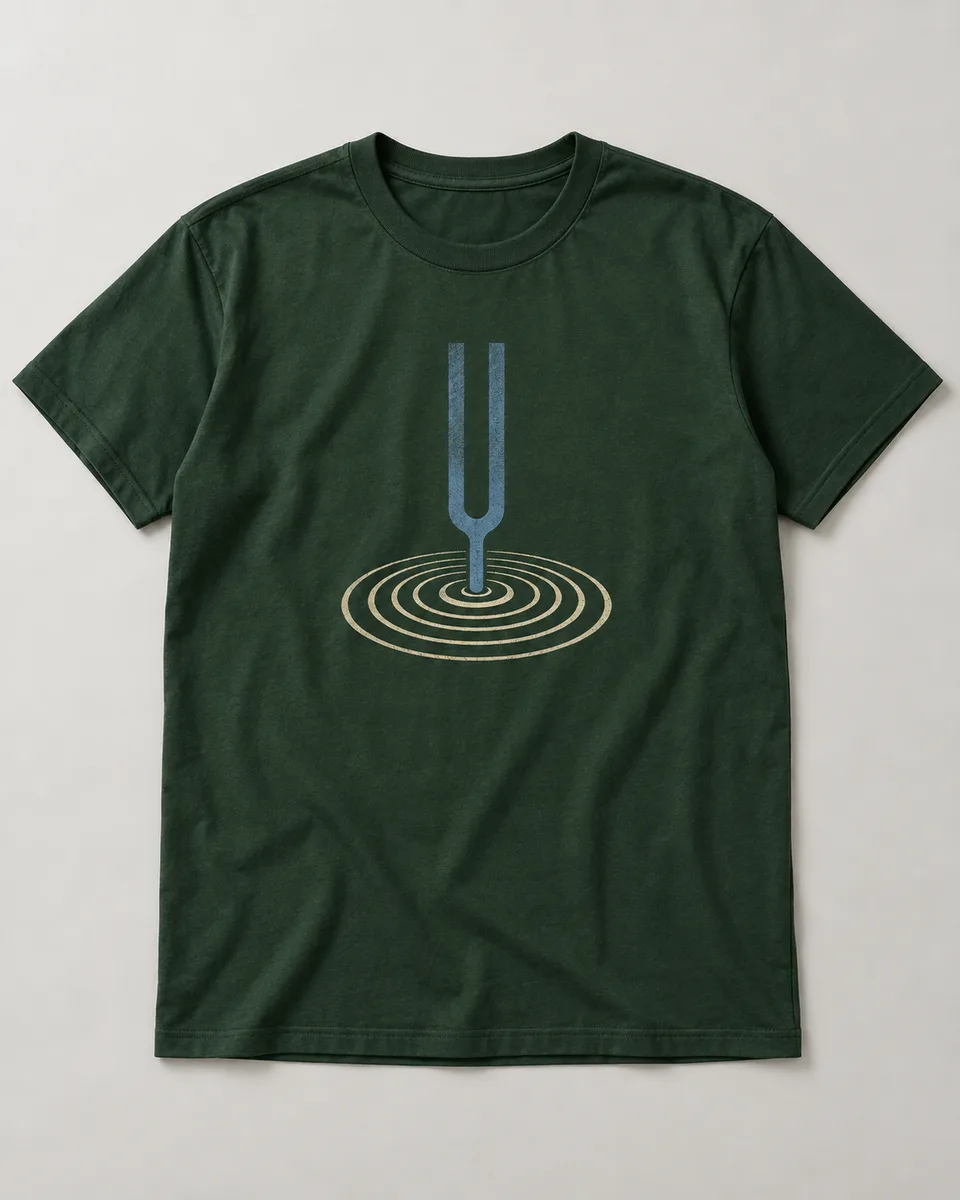 Proposta da camiseta Silêncio também é som, verde-floresta