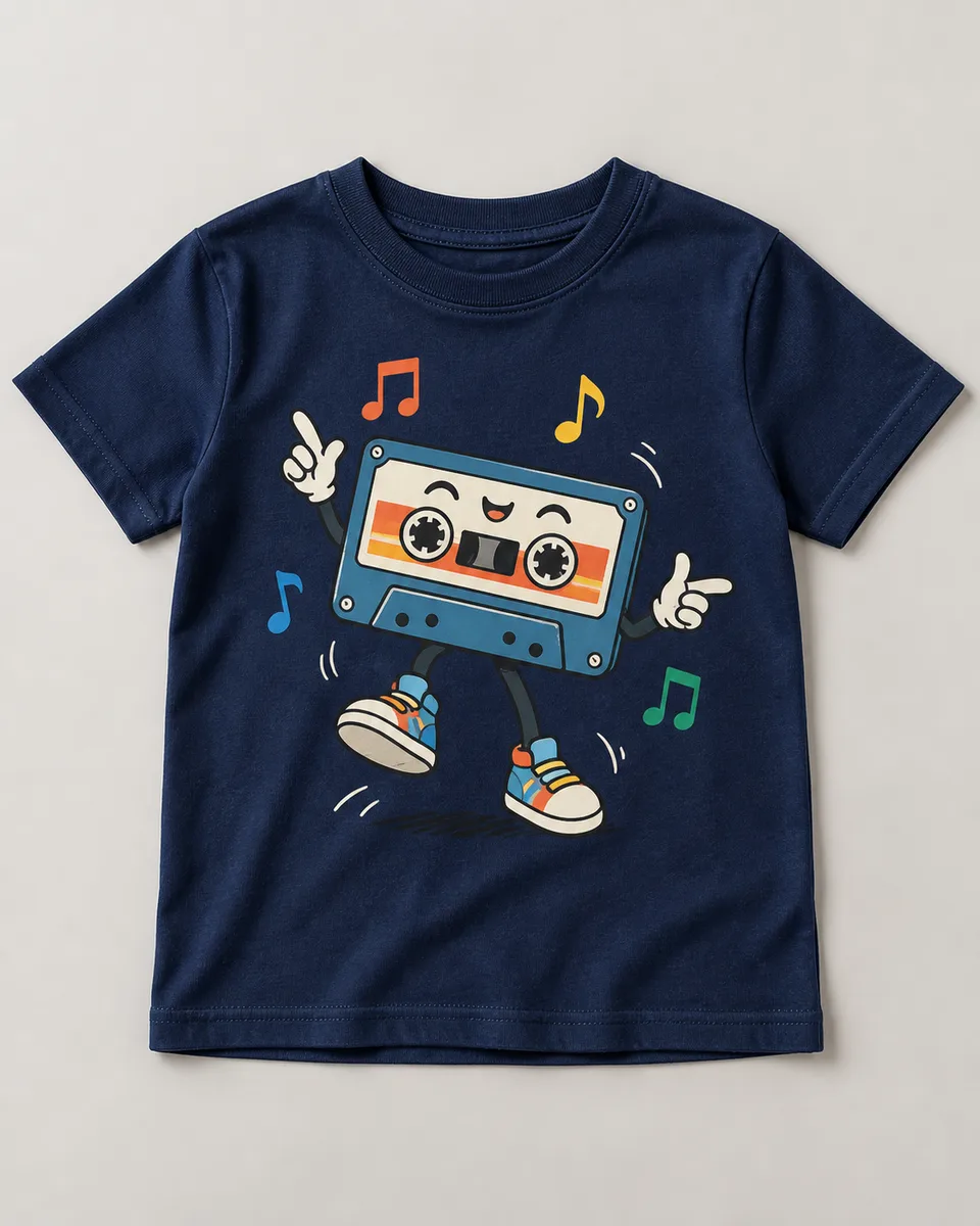 Proposta da camiseta Som de brincar, azul-marinho