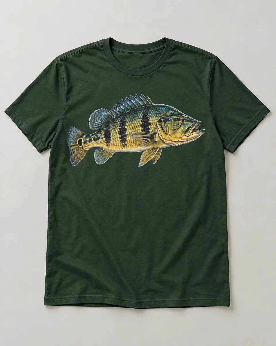 Proposta da camiseta Tucunaré gráfico, verde-floresta
