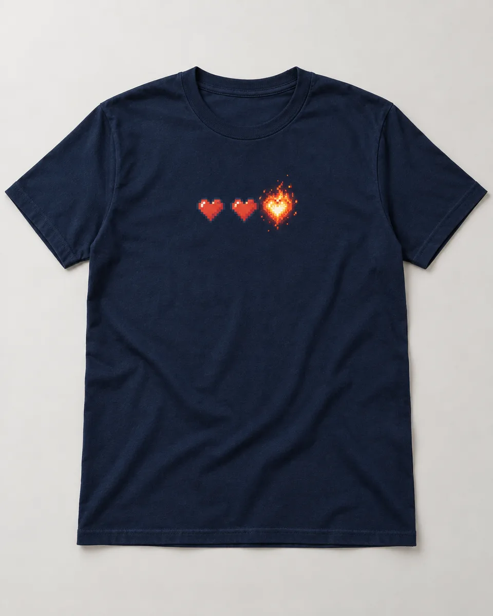 Proposta da camiseta Última vida, azul-marinho