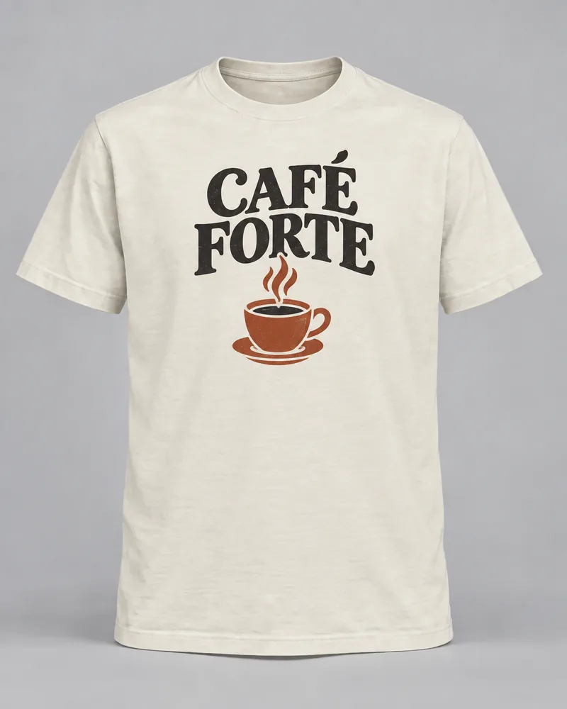 Proposta da camiseta Café forte, off-white