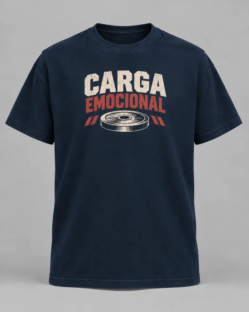 Proposta da camiseta Carga emocional, azul-marinho