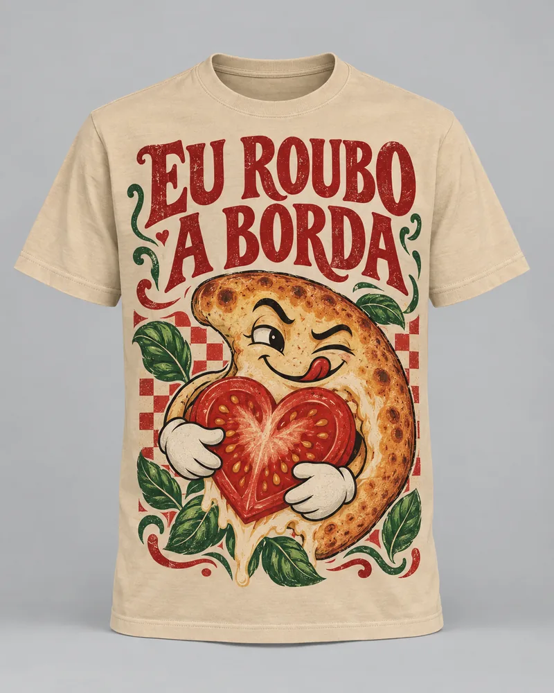 Proposta da camiseta Eu roubo a borda, areia