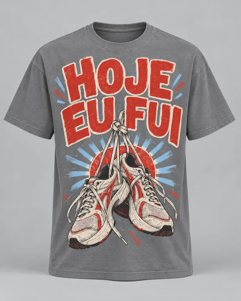 Proposta da camiseta Hoje eu fui, cinza