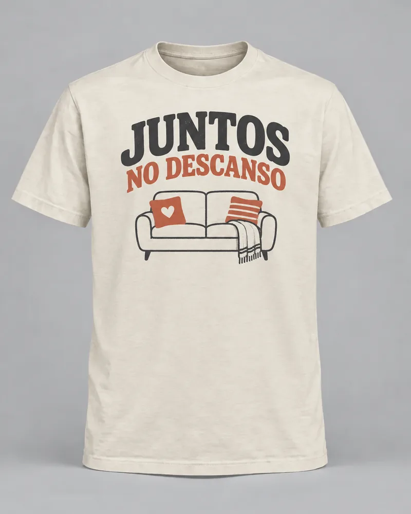 Proposta da camiseta Juntos no descanso, off-white