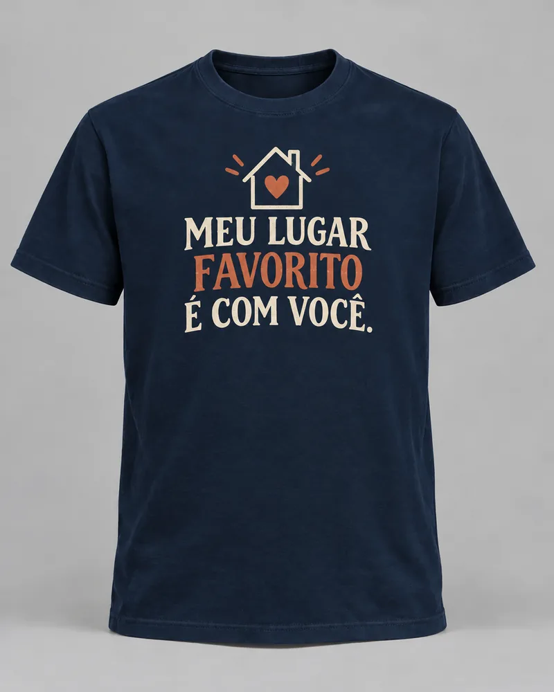Proposta da camiseta Meu lugar é com você, azul-marinho