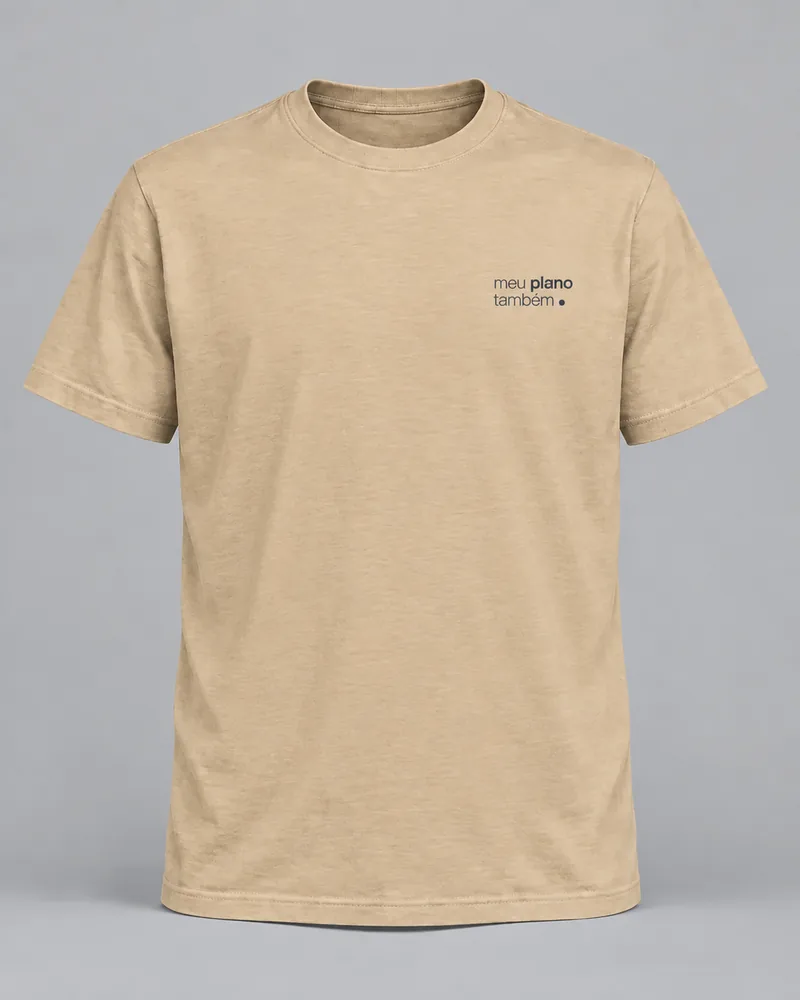 Proposta da camiseta Meu plano também, areia