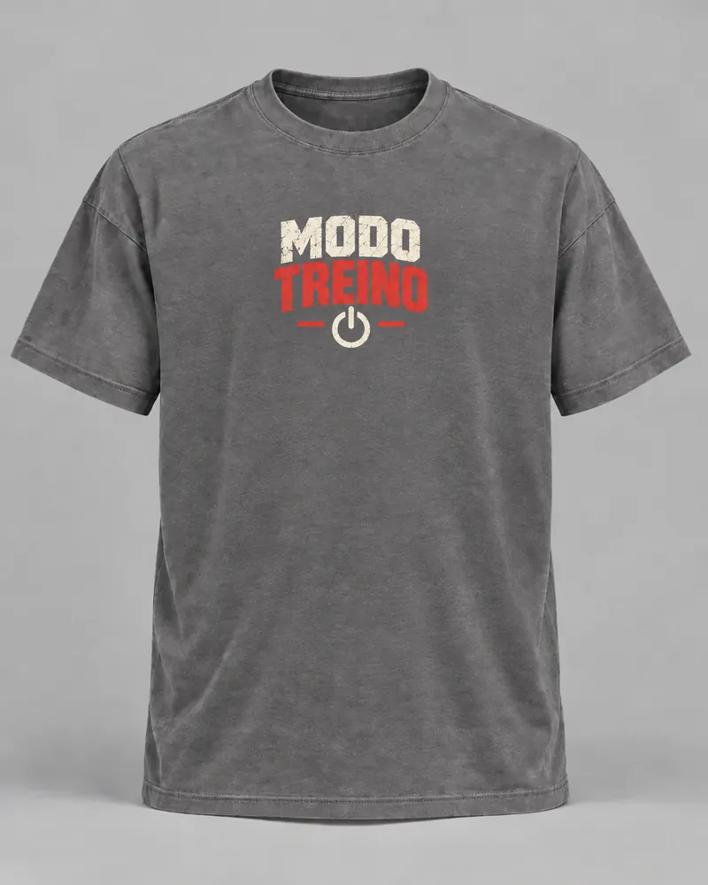 Proposta da camiseta Modo treino, cinza