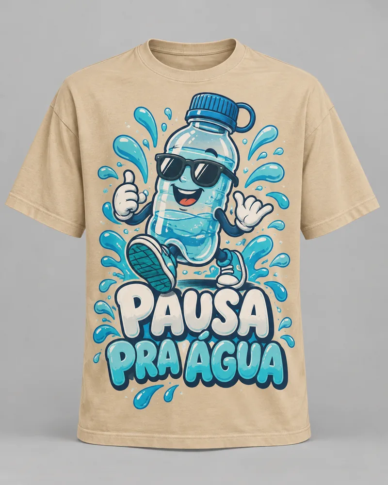 Proposta da camiseta Pausa pra água, areia