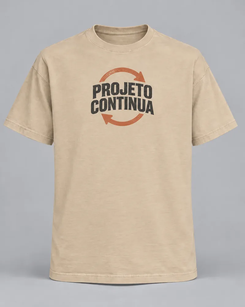 Proposta da camiseta Projeto continua, areia