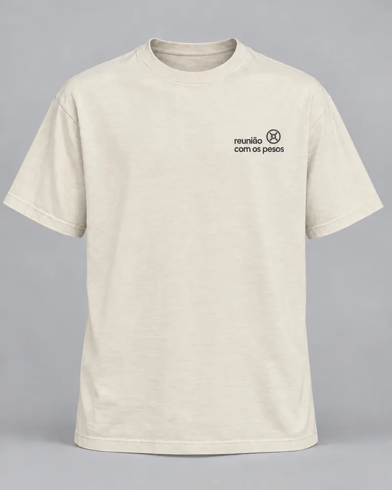 Proposta da camiseta Reunião com os pesos, off-white