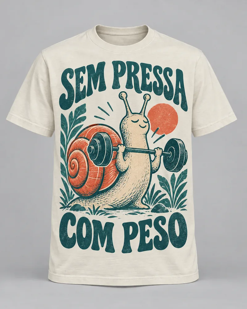 Proposta da camiseta Sem pressa, com peso, off-white