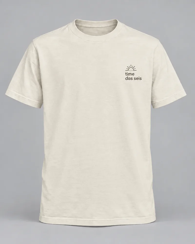 Proposta da camiseta Time das seis, off-white