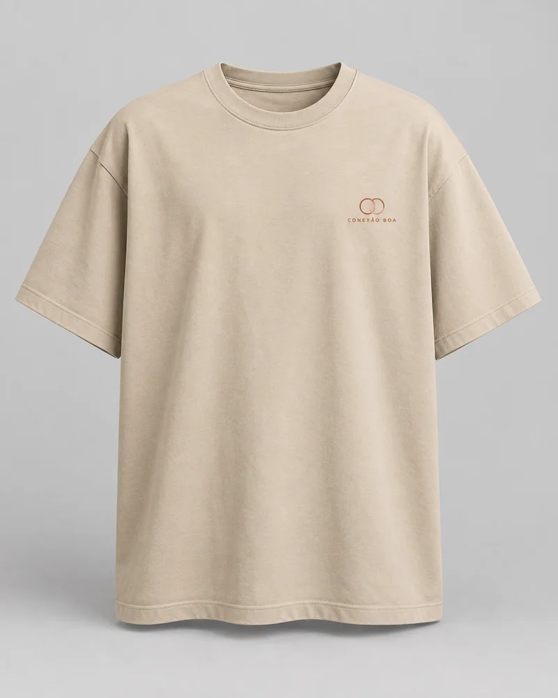 Proposta da camiseta Conexão boa, areia